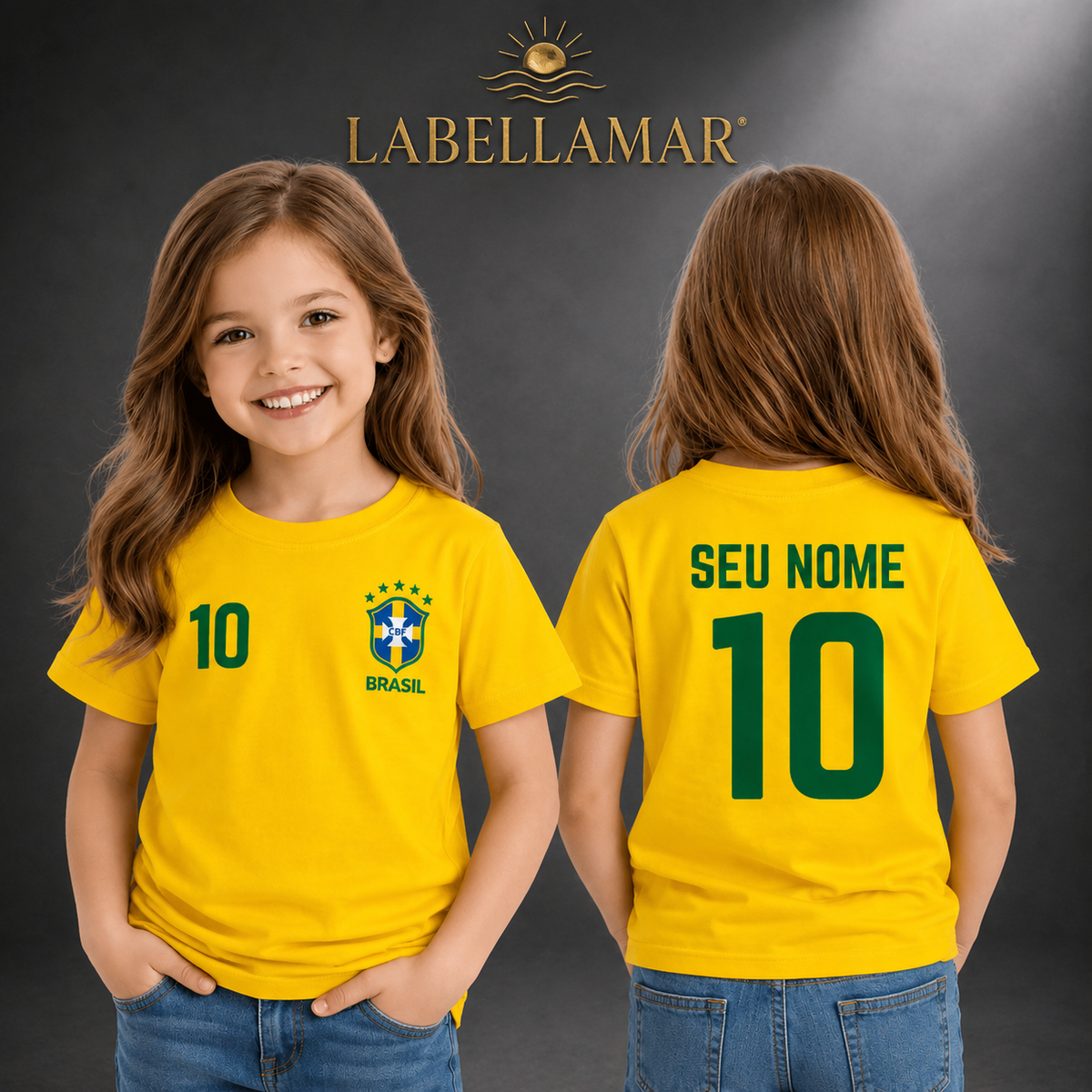 Camiseta Brasil Infantil - Personalizada Nome e Número