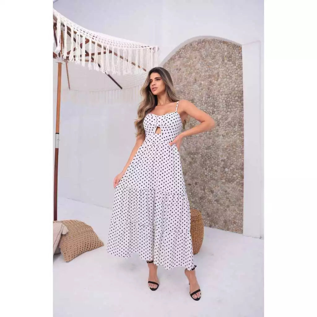 Vestido Mídi Longo Poá