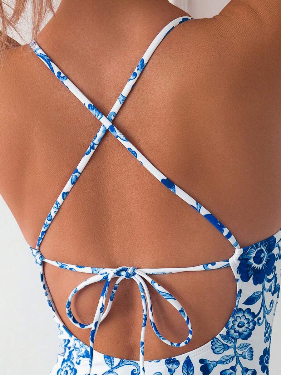 Maiô Floral Marinho