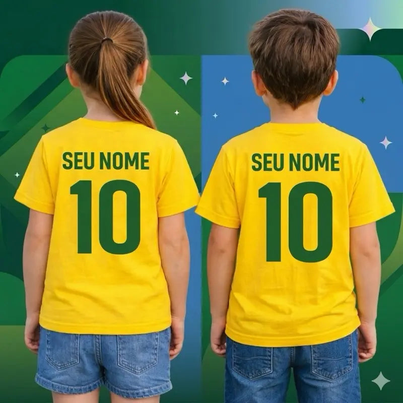 Camiseta do Brasil Infantil - Personalizada                                                                                         (COMPRE 2 E PAGUE MENOS)
