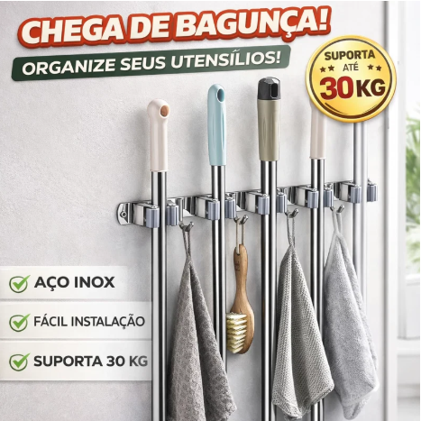 Suporte Inox Multiuso Premium - Organize sua Cozinha!