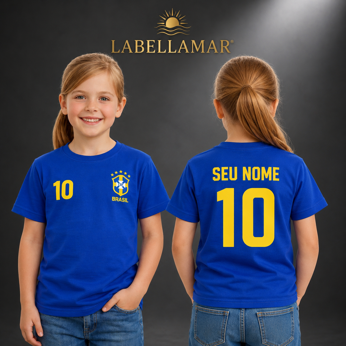Camiseta Brasil Infantil - Personalizada Nome e Número