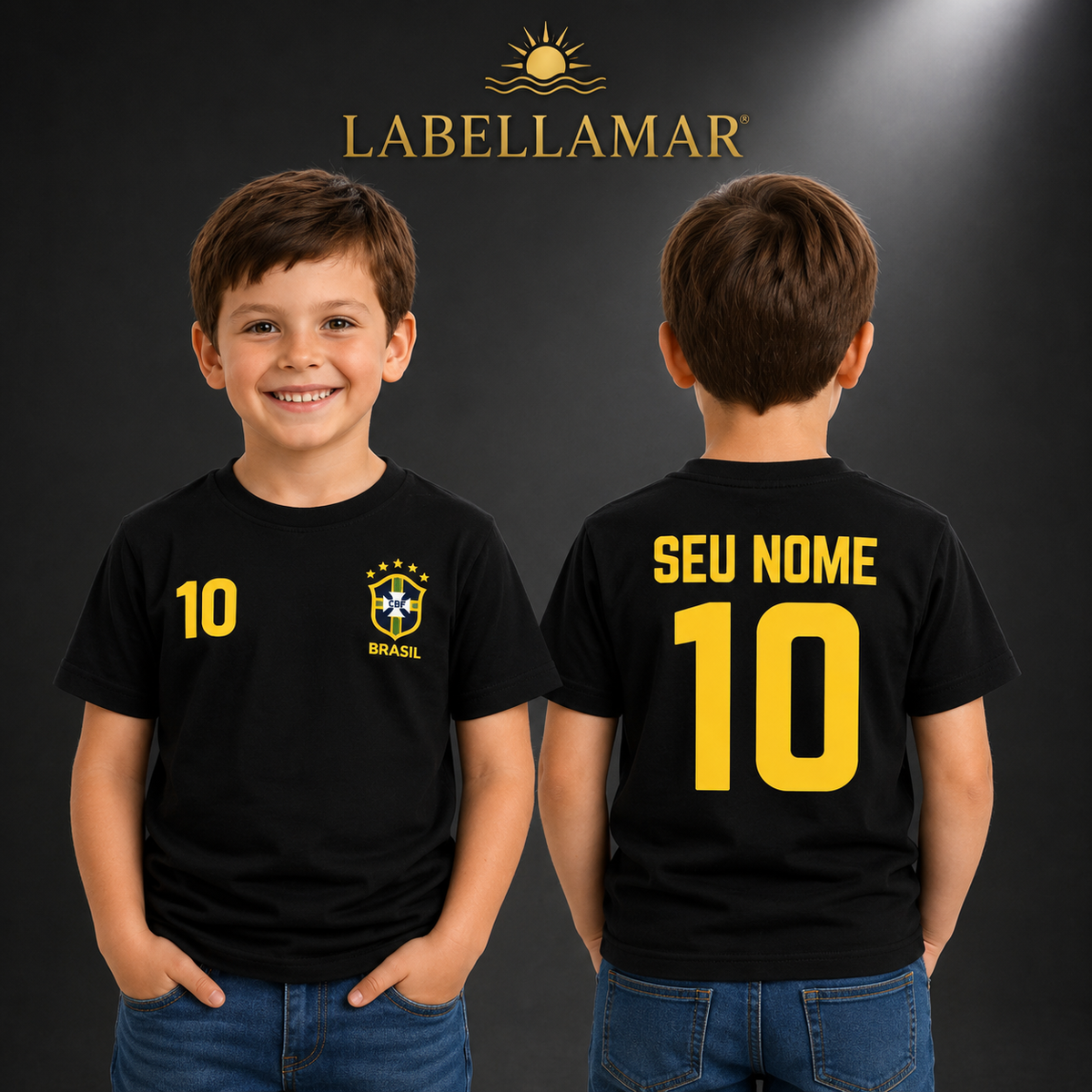 Camiseta Brasil Infantil - Personalizada Nome e Número