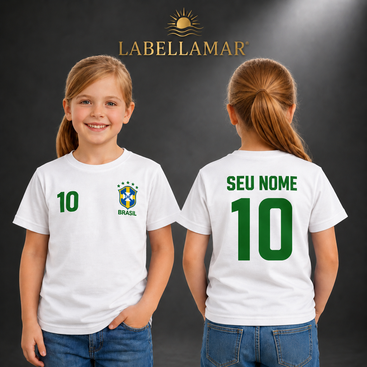 Camiseta Brasil Infantil - Personalizada Nome e Número