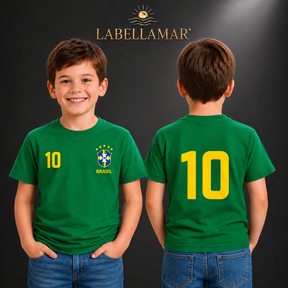 Camiseta Brasil Infantil - 100% Algodão