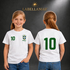 Camiseta Brasil Infantil - 100% Algodão