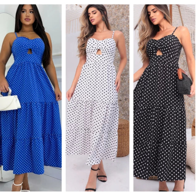 Vestido Mídi Longo Poá