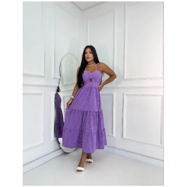 Vestido Mídi Longo Poá