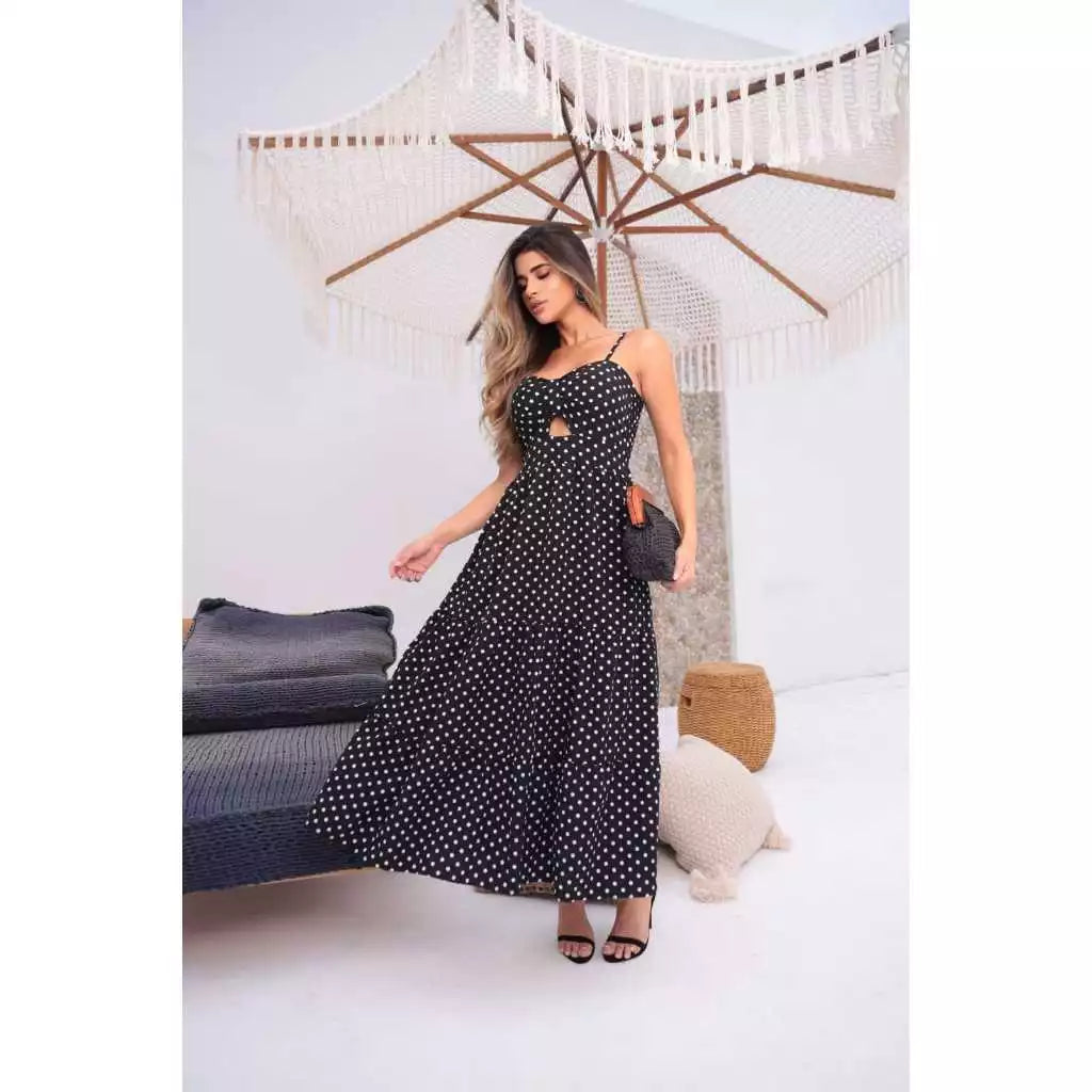 Vestido Mídi Longo Poá