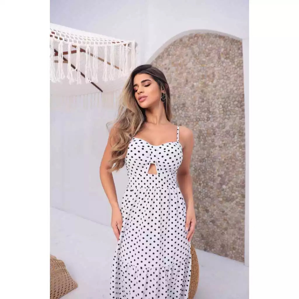 Vestido Mídi Longo Poá