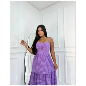Vestido Mídi Longo Poá