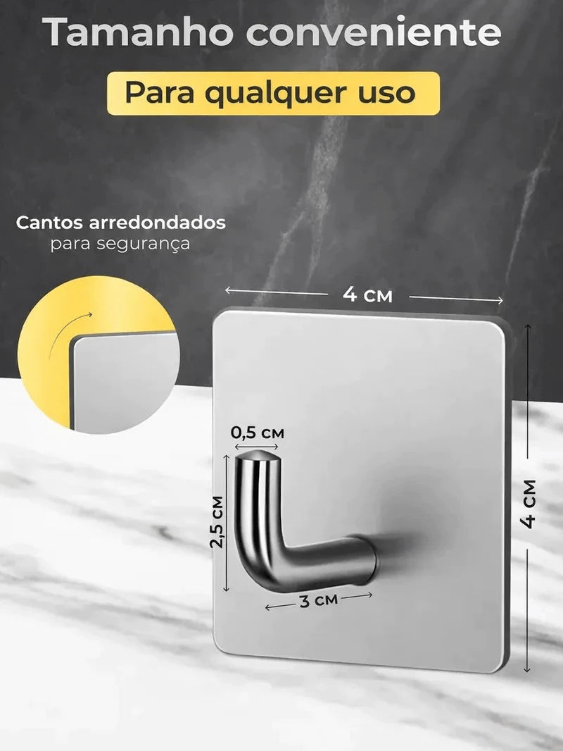 Kit 4 Ganchos Adesivos 3m Inox - Sem Furar Parede