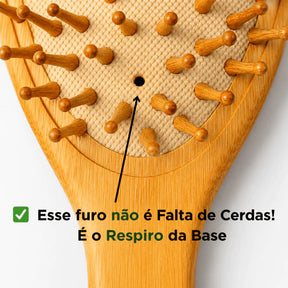 ESCOVA DE CABELO CABO E CERDAS 100% BAMBU – Anti Frizz