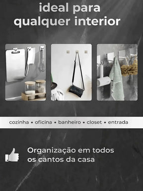 Kit 4 Ganchos Adesivos 3m Inox - Sem Furar Parede