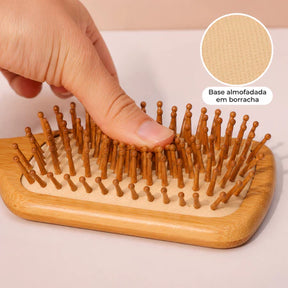 ESCOVA DE CABELO CABO E CERDAS 100% BAMBU – Anti Frizz