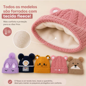 Touca Gorro Frio Inverno Infantil Forrado Orelinha Pompom