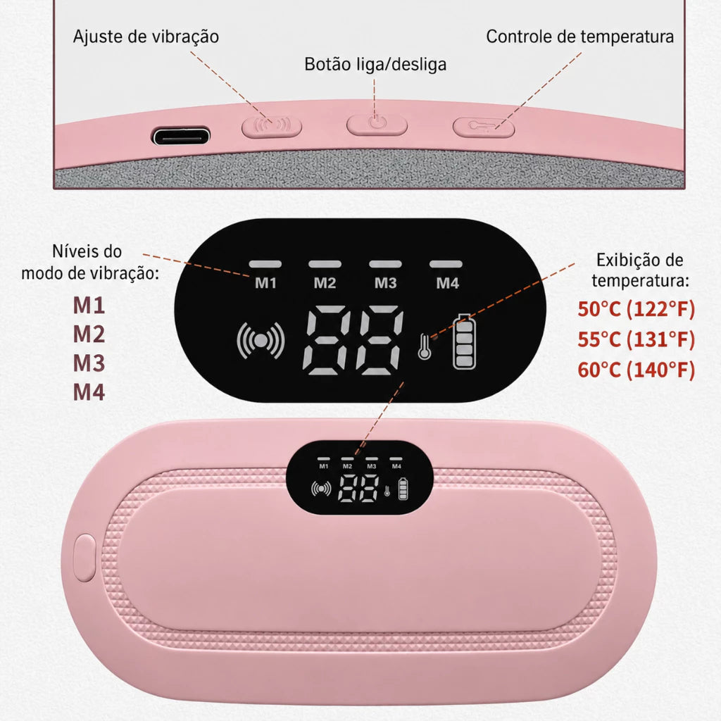 Cinta Alivia Dor de Cólica Menstrual - Massageador Térmico