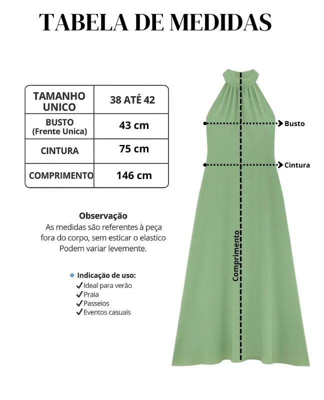 Vestido Feminino Longo Elegante Verão Blusa Regata Duna Gola Alta Costas Nua Laço