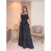 vestido longo de poá