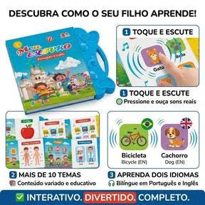 Livro Interativo Bilíngue Português Inglês + 48 CANETAS DE BRINDE