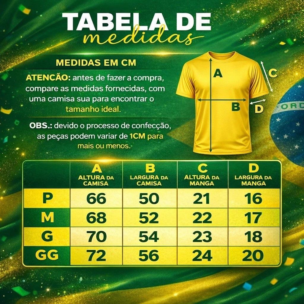 Camisa Brasil Jogador - Bordada 2026 - NÃO PERSONALIZA !